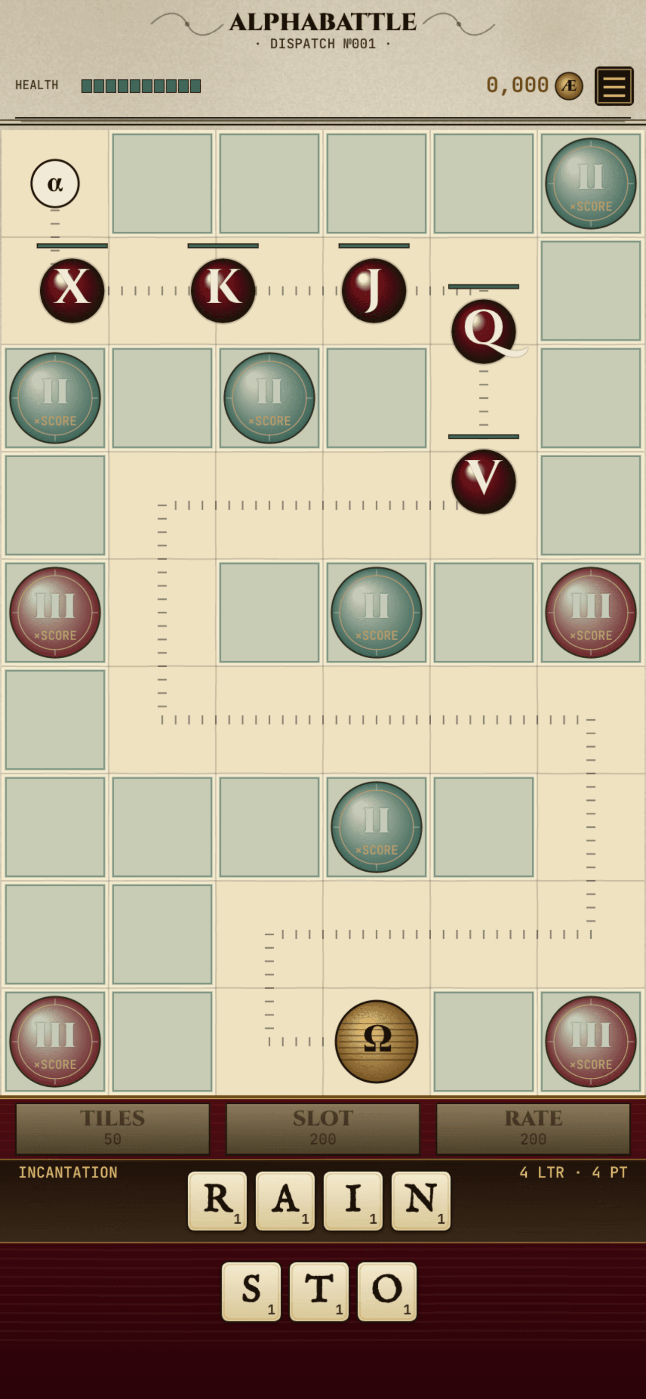 AlphaBattle — defeat overlay with best-run stats